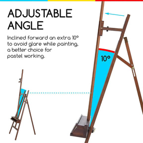 MEEDEN Large A-Frame Adjustable Artist Easel Stand-Walnut-W09B MEEDEN