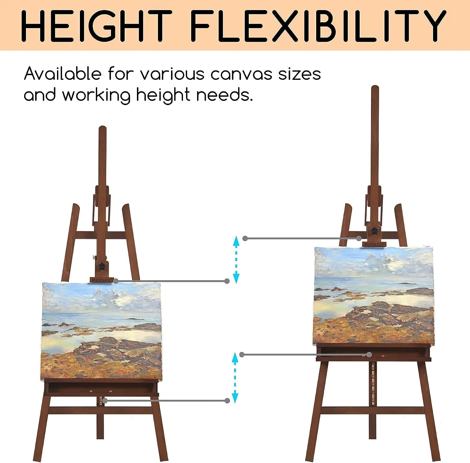 MEEDEN Large A-Frame Adjustable Artist Easel Stand-Walnut-W09B MEEDEN