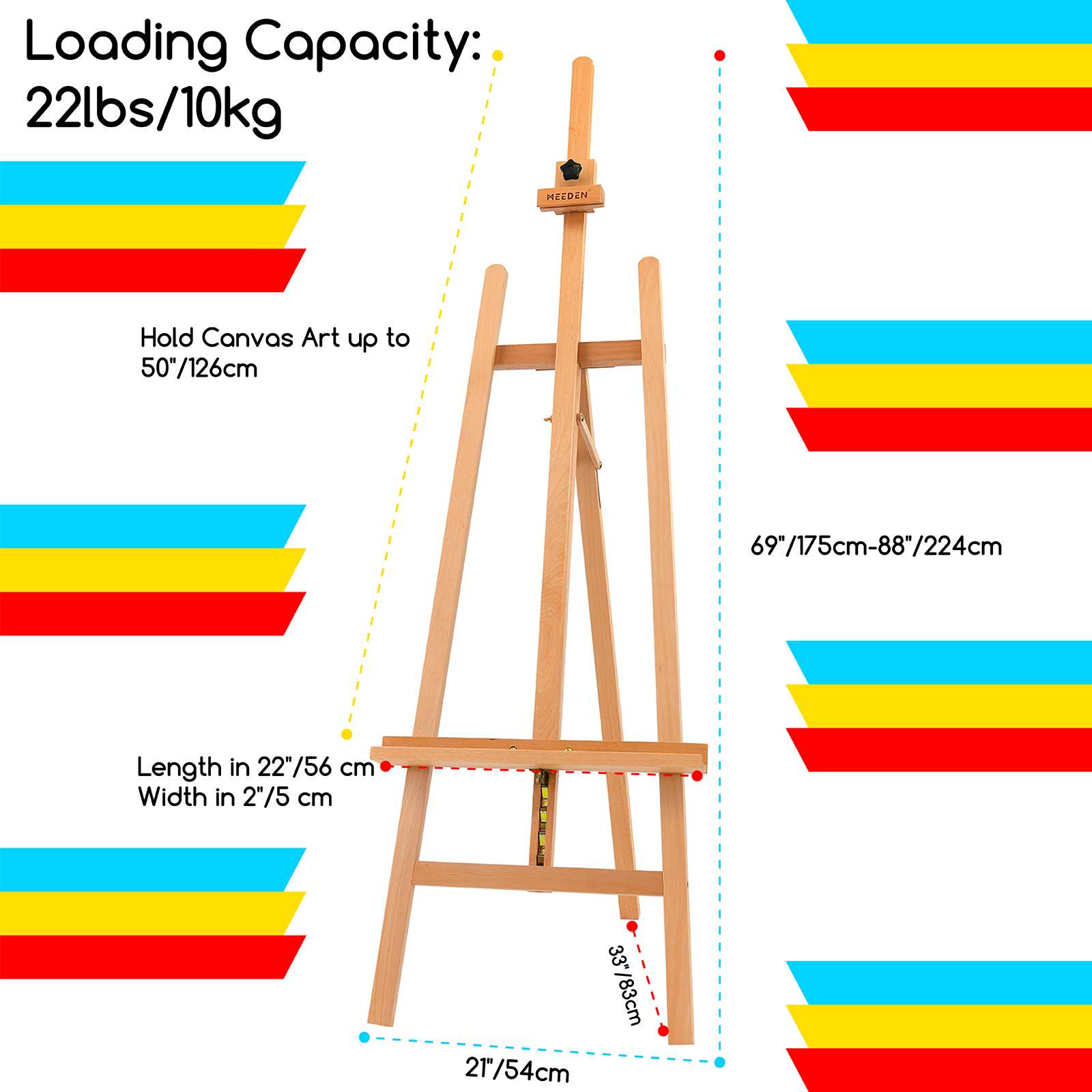 MEEDEN Large Basic Studio A-Frame Floor Painting Easel-W01E MEEDEN