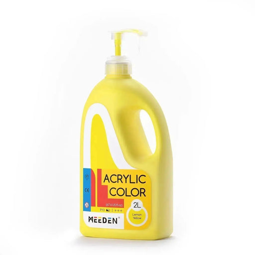 MEEDEN Lemon Yellow Acrylic Paint with Pump Lid, 1/2 Gallon (2L /67.6 oz.) - MEEDEN ARTPaint