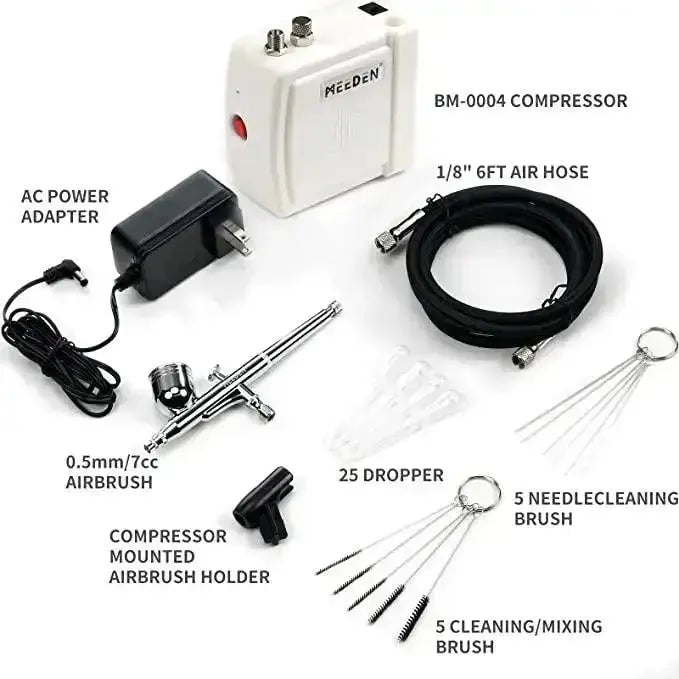 MEEDEN Mini Airbrush Kit with Compressor, Dual-Action Gravity Feed 0.5mm Airbrush - MEEDEN ARTPainting Set