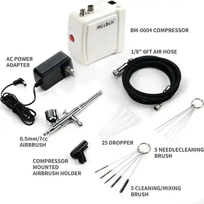 MEEDEN Mini Airbrush Kit with Compressor, Dual-Action