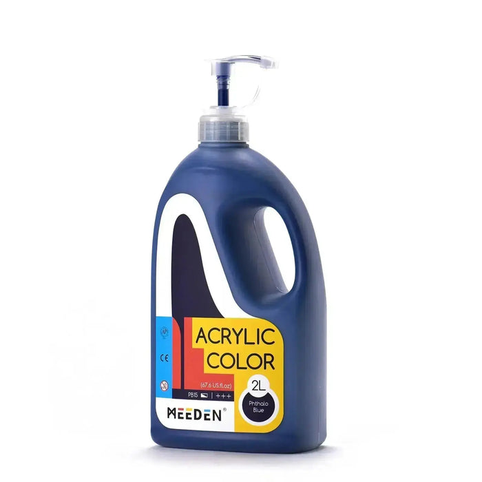 MEEDEN Phthalo Blue Acrylic Paint with Pump Lid, 1/2 Gallon (2L /67.6 oz.) - MEEDEN ARTPaint