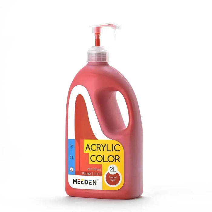 MEEDEN Scarlet Red Acrylic Paint with Pump Lid, 1/2 Gallon (2L /67.6 oz.) - MEEDEN ARTPaint