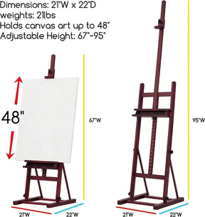 MEEDEN Studio H-Frame Easel with Large Storage Tray-Dark Walnut-W02B-B - MEEDEN ARTEasel