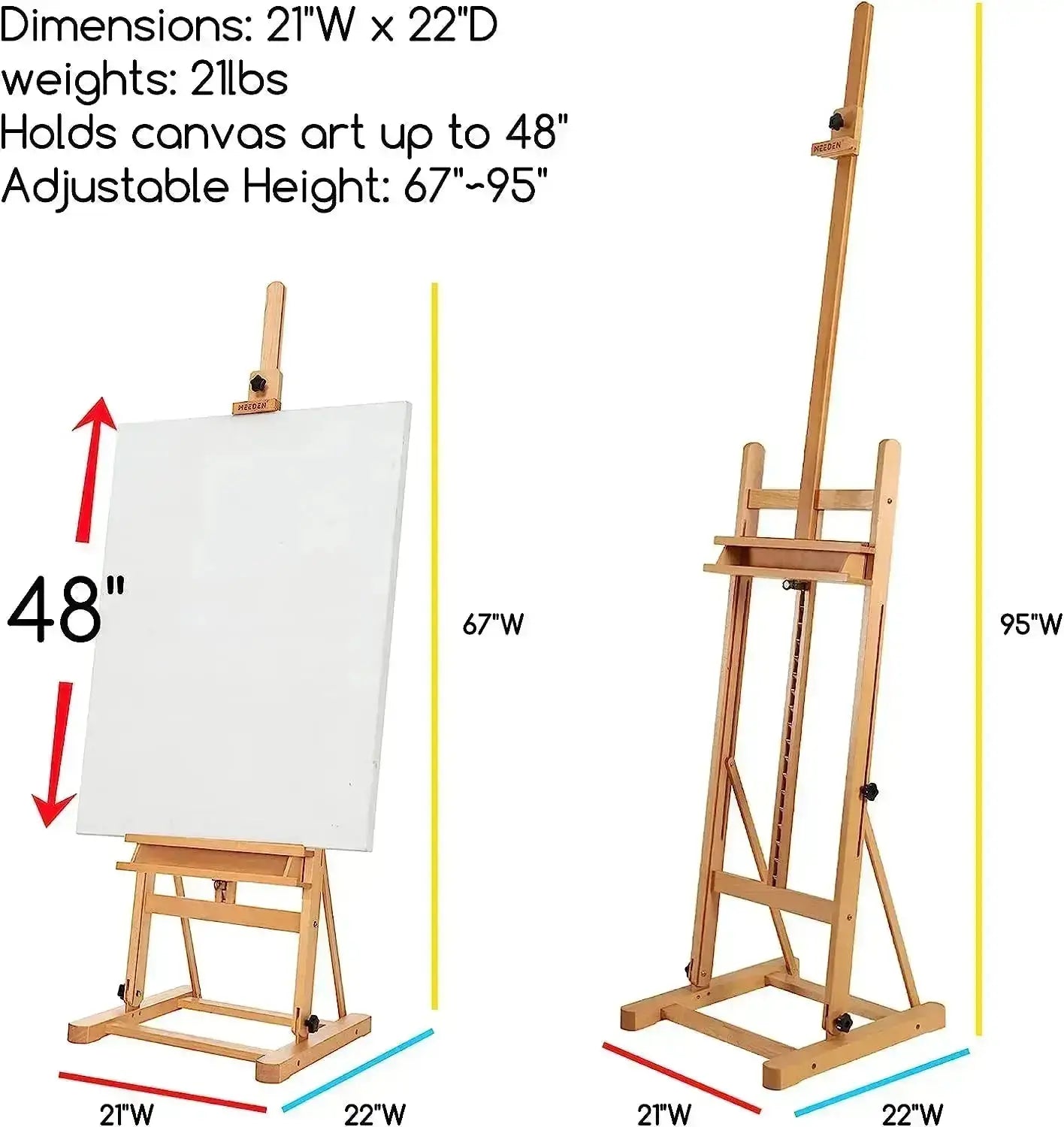 MEEDEN Studio H-Frame Easel with Large Storage Tray-W02B-B - MEEDEN ARTEasel