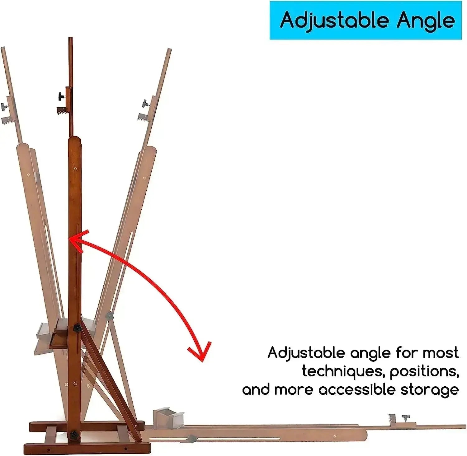 MEEDEN Studio H-Frame Easel with Large Storage Tray-Walnut-W02B-B - MEEDEN ARTEasel