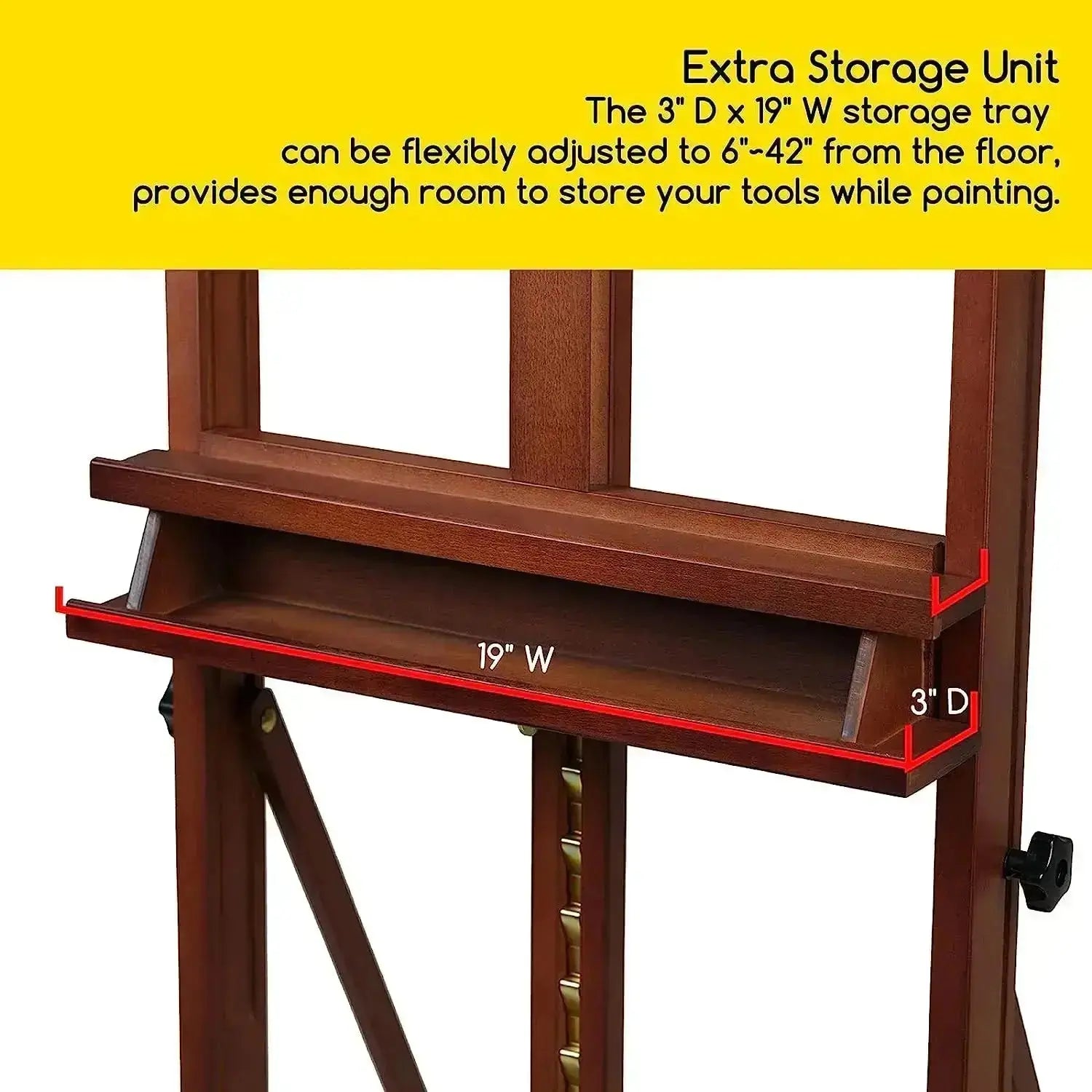 MEEDEN Studio H-Frame Easel with Large Storage Tray-Walnut-W02B-B - MEEDEN ARTEasel