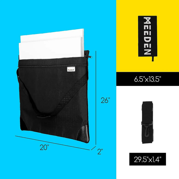MEEDEN Studio Art Portfolio Case Water-proof with Double compartments 600D, Black, 20" X 26" MEEDEN