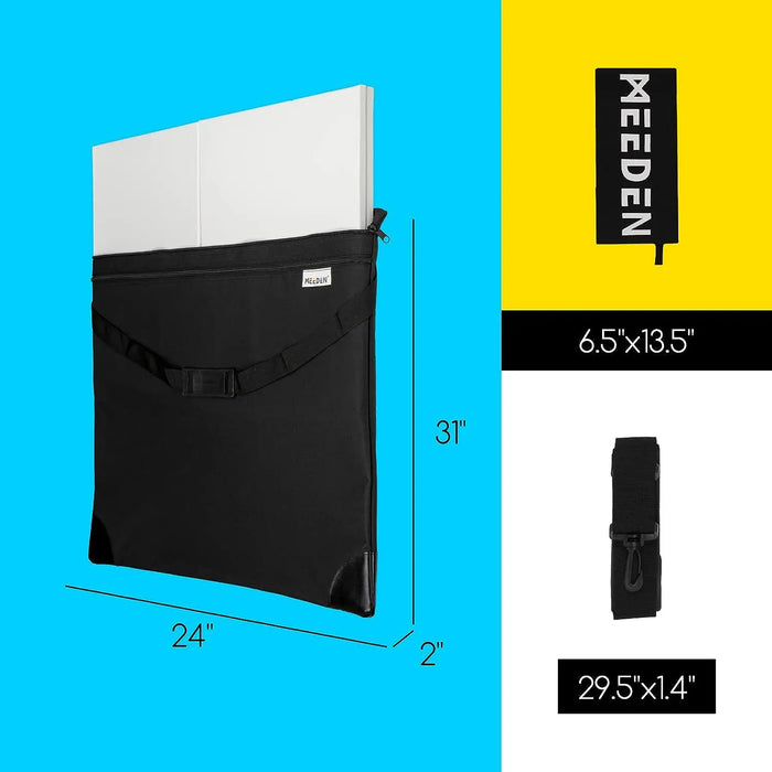 MEEDEN Studio Art Portfolio Case Water-proof with Double compartments 600D, Black, 24" X 31" MEEDEN