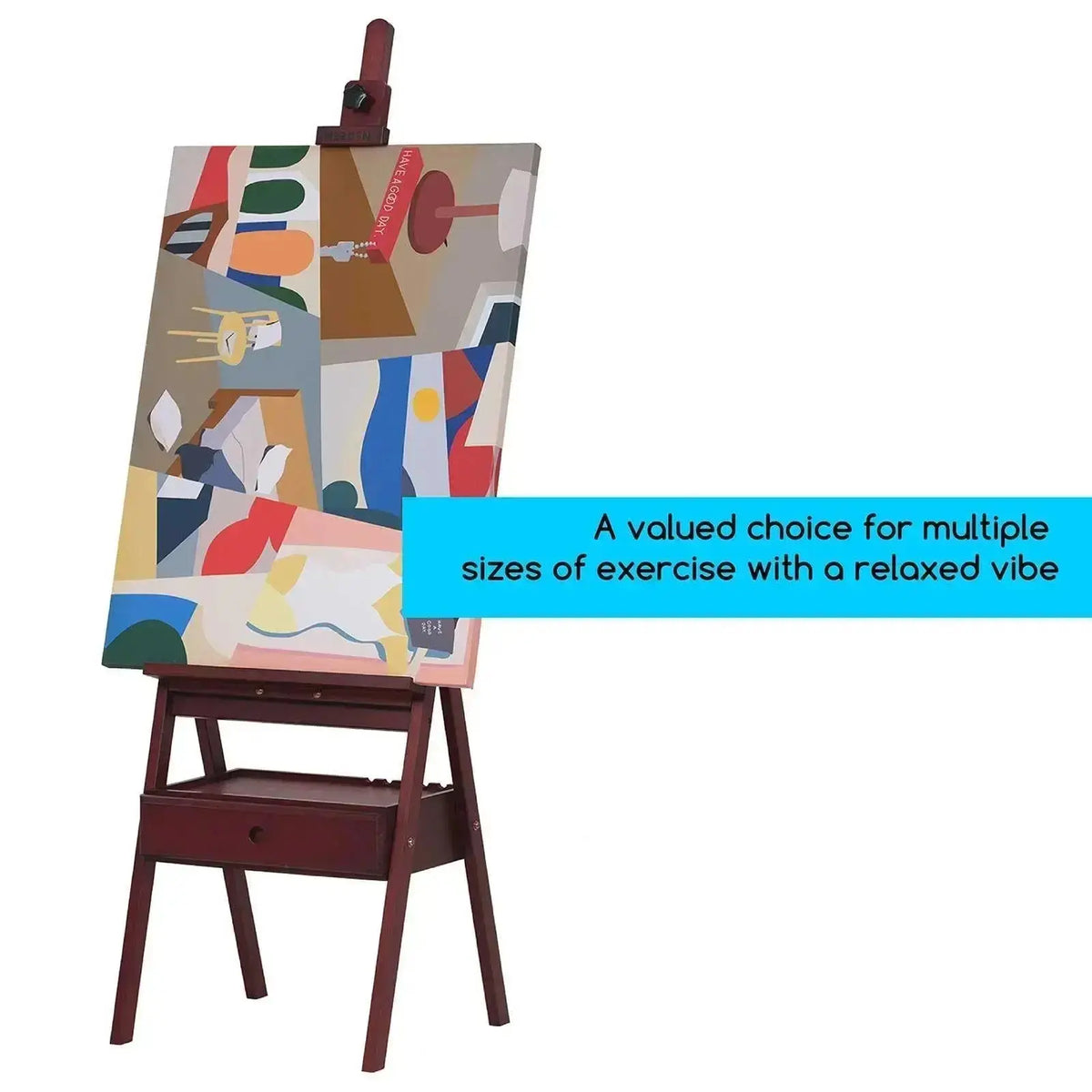 MEEDEN H-Frame Studio Wooden Easel with Art Supply Storage Drawer-Walnut