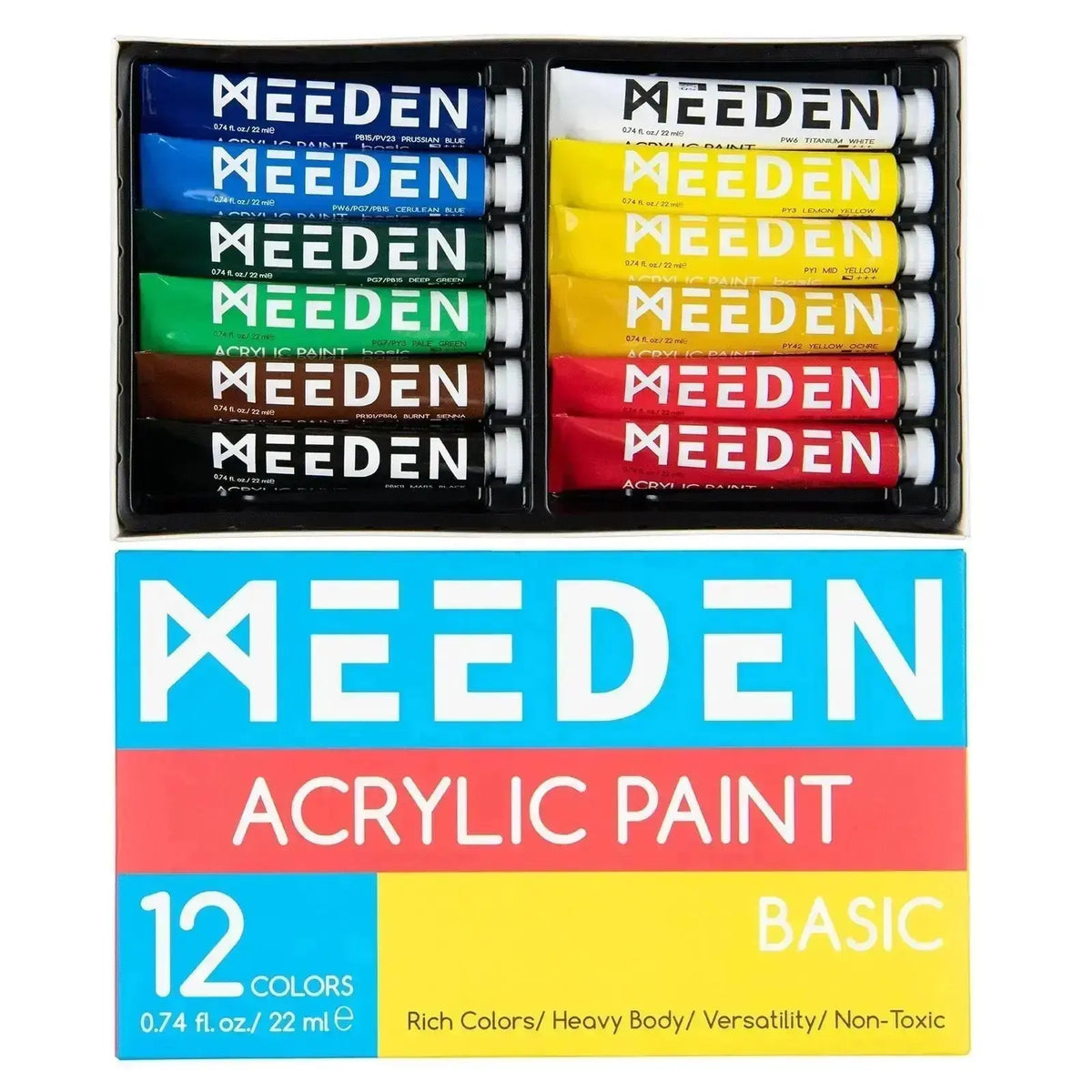 MEEDEN Metallic Fluid Acrylic Paint Set, 6 Colors, 60 ml / 2 oz