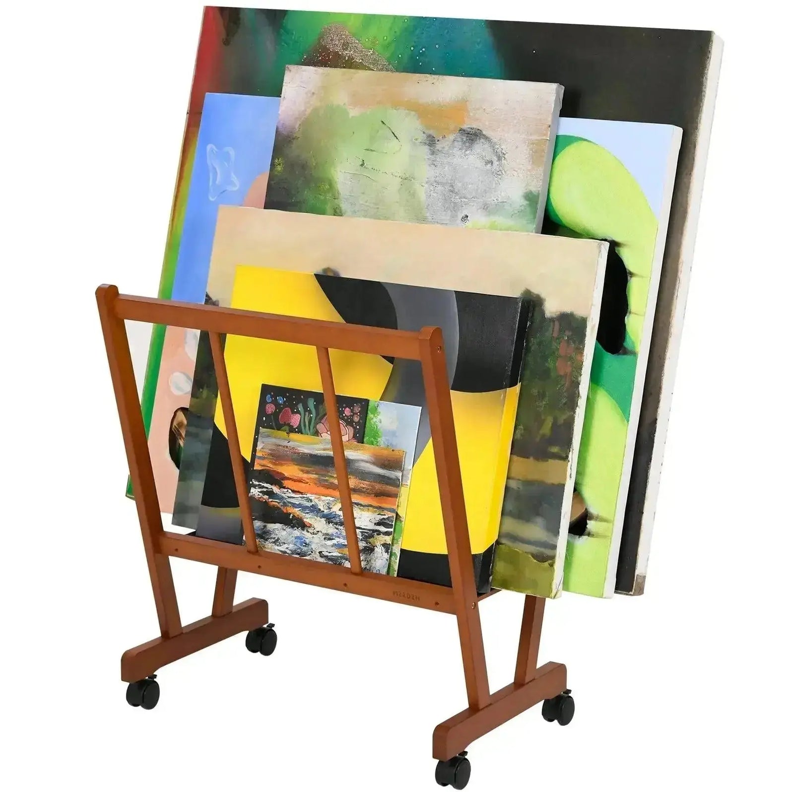 MEEDEN Wood Large Print Rack with Castors Walnut Color — MEEDEN ART