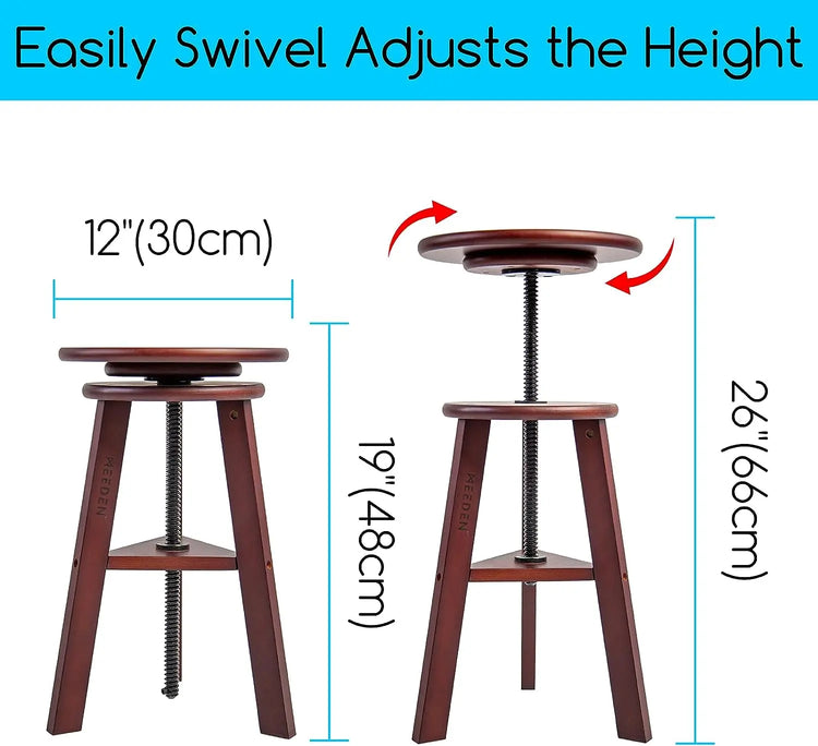 MEEDEN Wooden Drafting Stool with Adjustable Height-Dark Walnut-G-005 ...