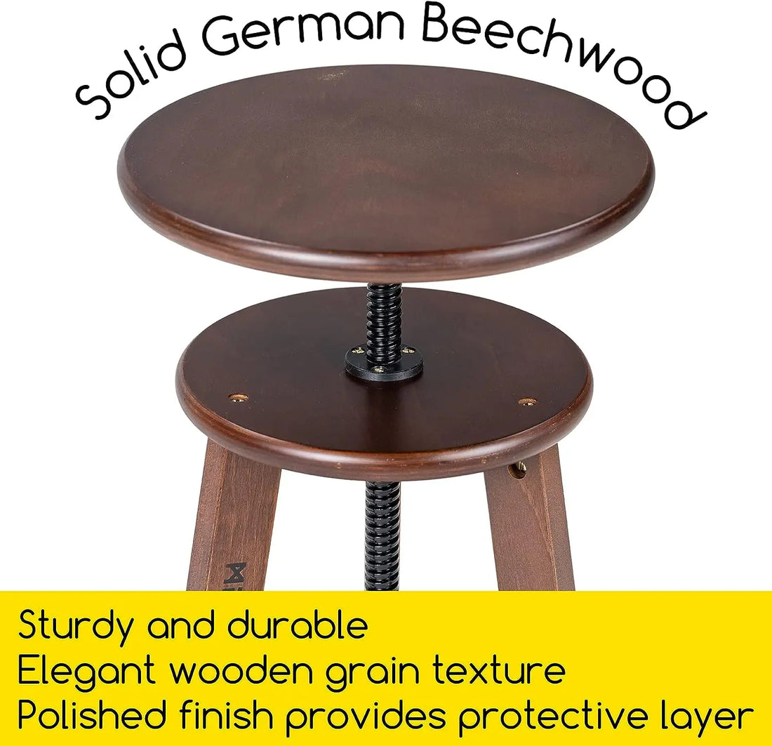 MEEDEN Wooden Drafting Stool with Adjustable Height-Walnut-G-005 ...