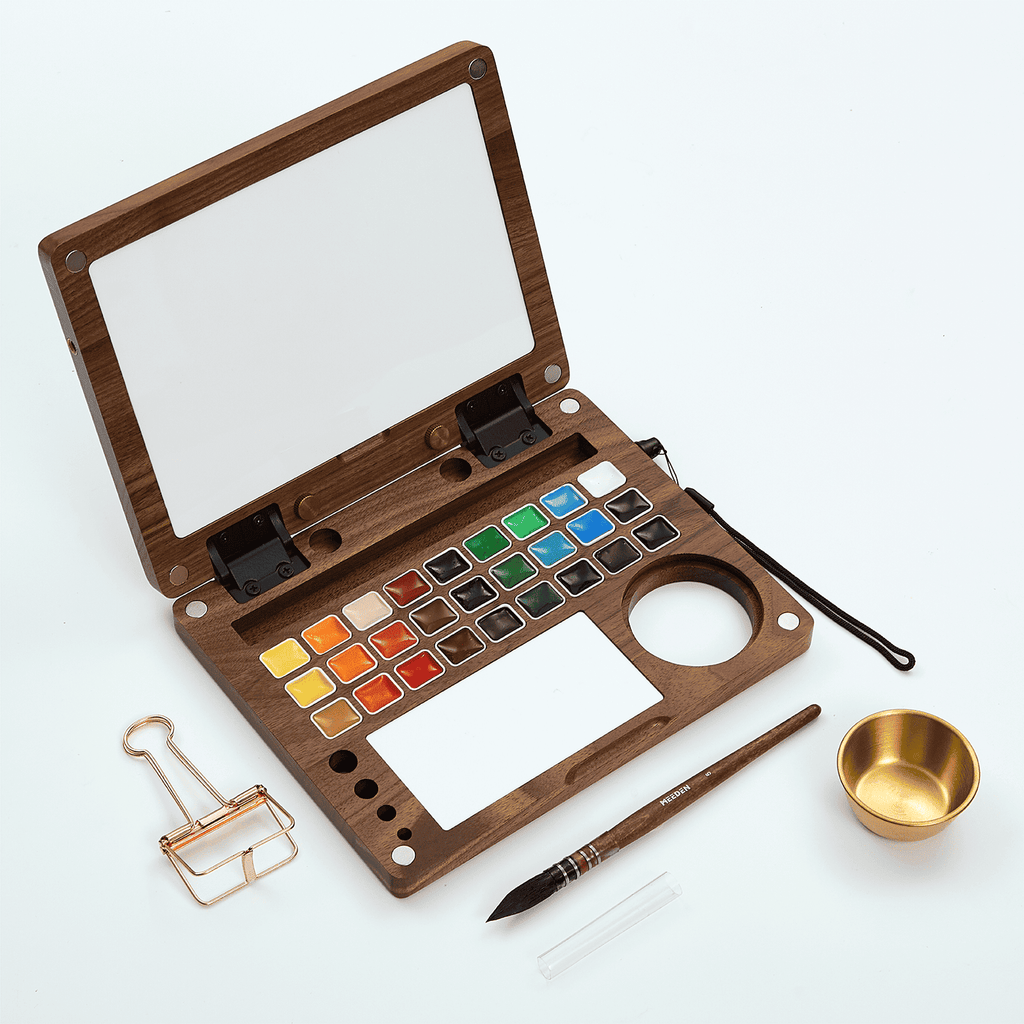 Premium Artist Grade Watercolor Set Luxury 27 Collection Walnut Case