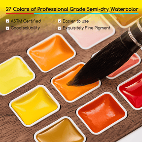 MEEDEN Premium Artist-Grade Watercolor Set - Luxury 27 Color Collection with Black Walnut Case