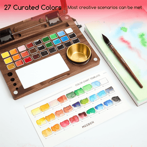 MEEDEN Premium Artist-Grade Watercolor Set - Luxury 27 Color Collection with Black Walnut Case