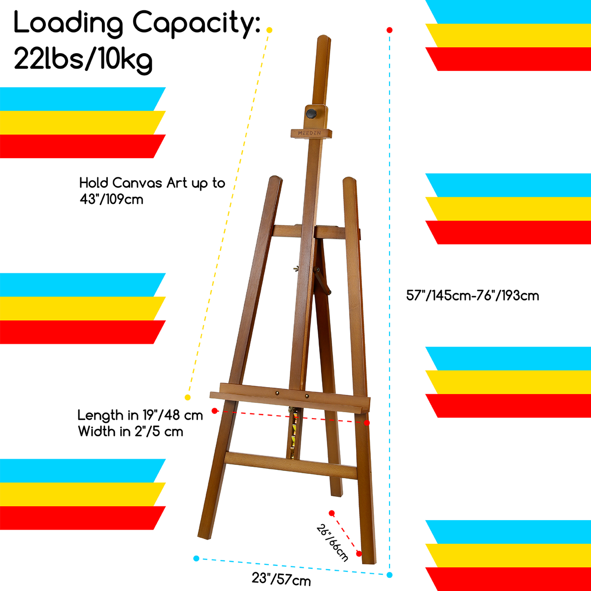 MEEDEN Solid Adjustable A-Frame Painting Beechwood  Art Easel-Walnut-W01D