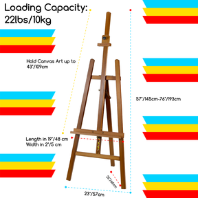 MEEDEN Solid Adjustable A-Frame Painting Beechwood  Art Easel-Walnut-W01D