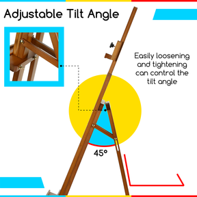 MEEDEN Solid Adjustable A-Frame Painting Beechwood  Art Easel-Walnut-W01D