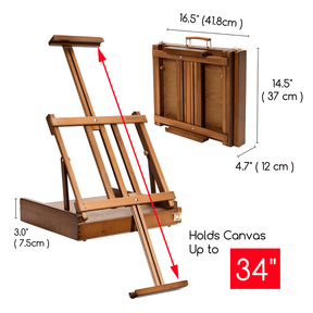 MEEDEN Artist Tabletop Easel with Metal Lined Drawer-Walnut-W05B