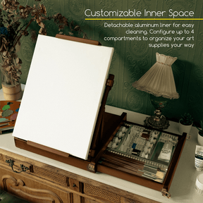MEEDEN Artist Tabletop Easel with Metal Lined Drawer-Walnut-W05B