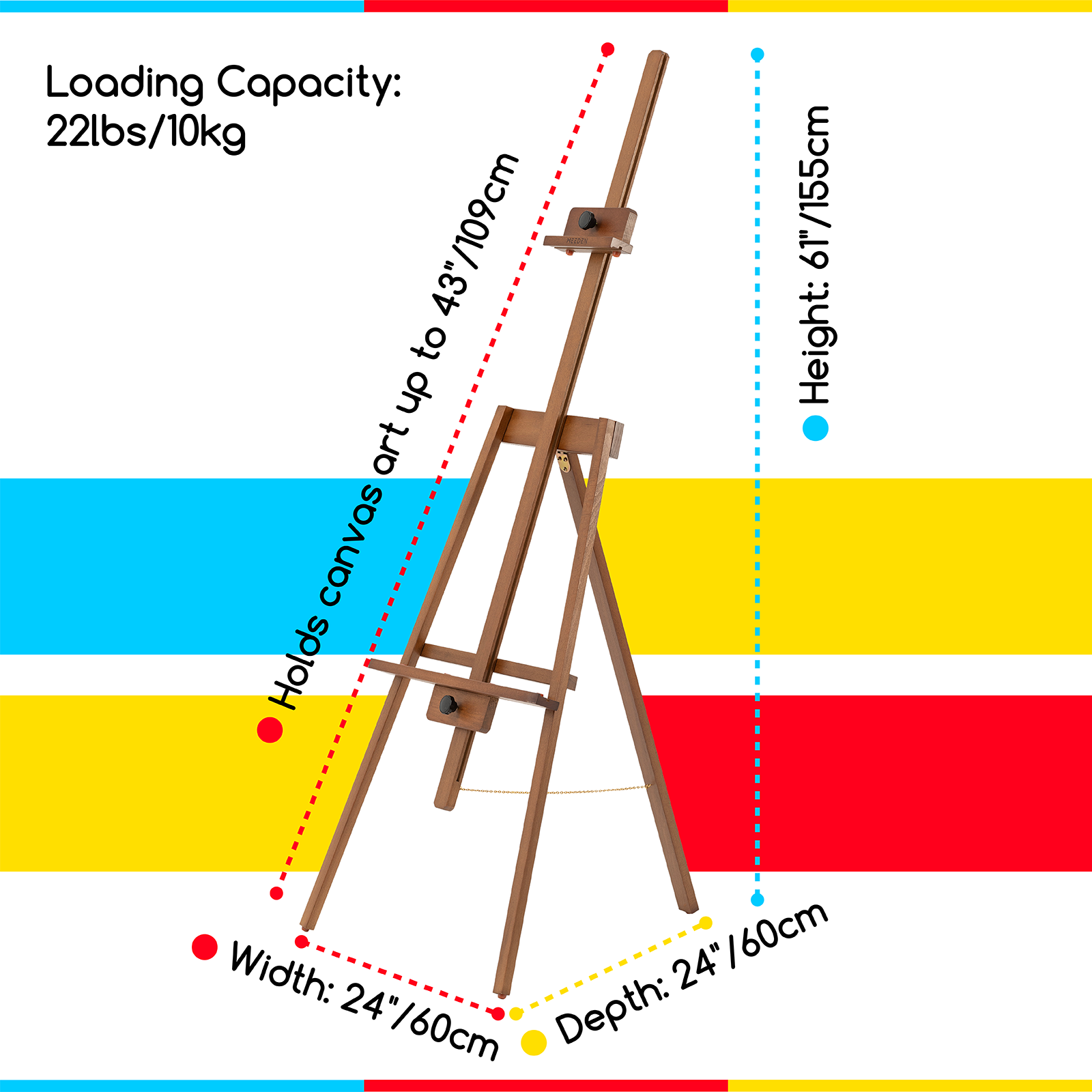 MEEDEN A-Frame Tripod Wooden Easel Stand-Walnut-W09