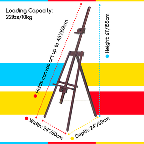 MEEDEN A-Frame Tripod Wooden Easel Stand-Dark Walnut-W09