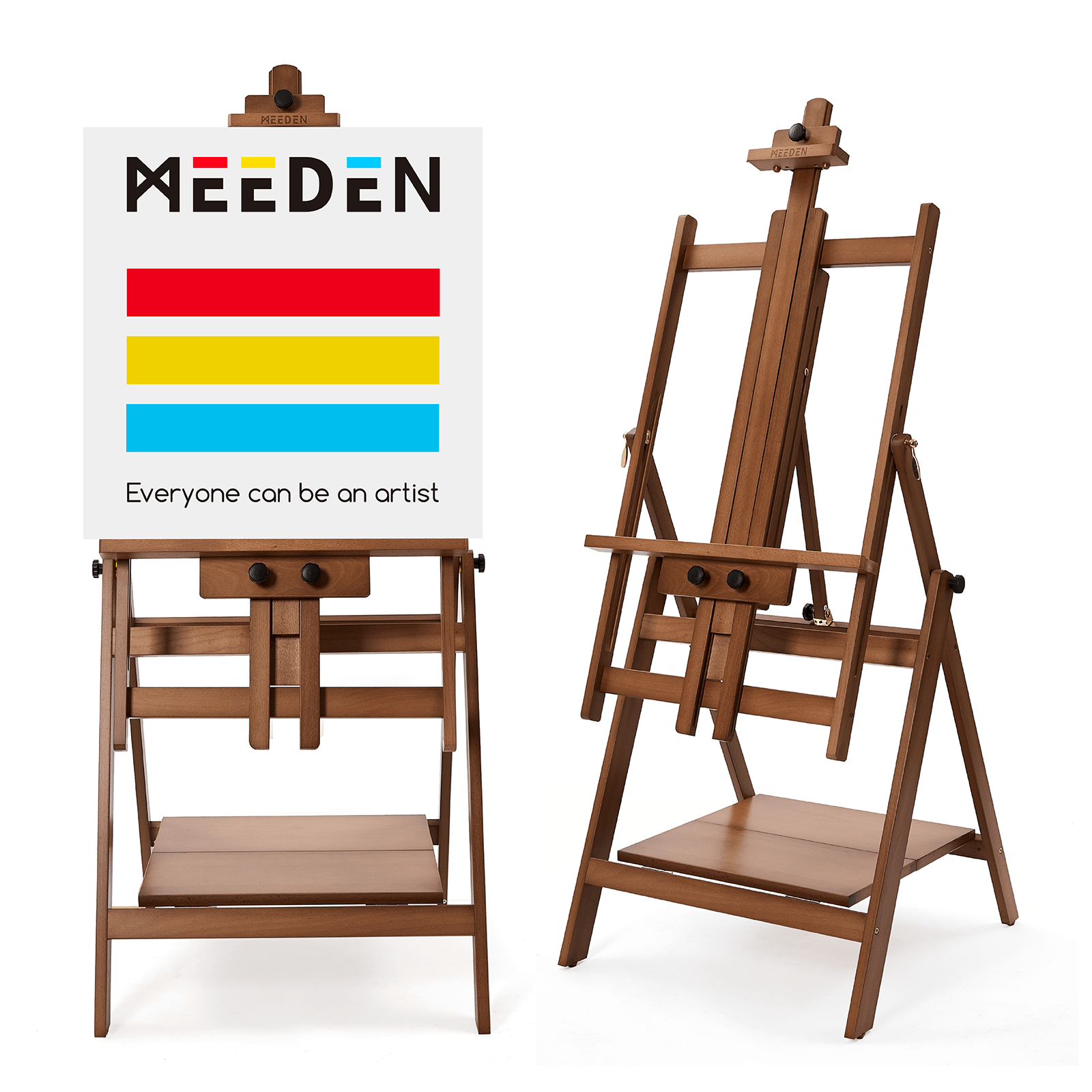 MEEDEN Adjustable Large H-Frame Art Easel Stand-W10B - Walnut