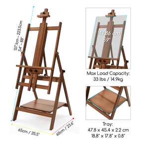 MEEDEN Adjustable Large H-Frame Art Easel Stand-W10B - Walnut