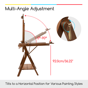 MEEDEN Adjustable Large H-Frame Art Easel Stand-W10B - Walnut