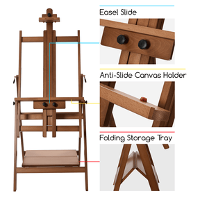 MEEDEN Adjustable Large H-Frame Art Easel Stand-W10B - Walnut