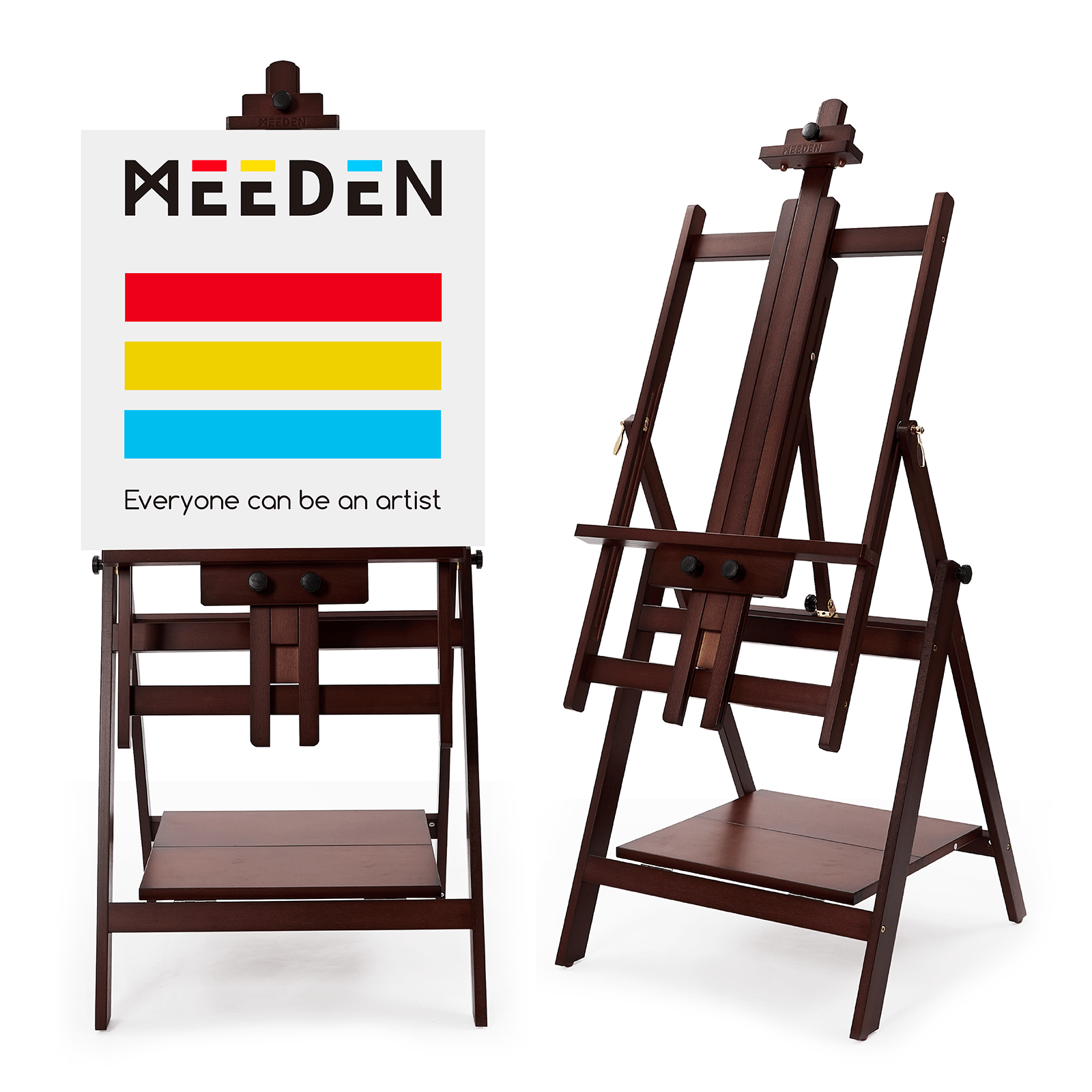 MEEDEN Adjustable Large H-Frame Art Easel Stand-W10B - Dark Walnut