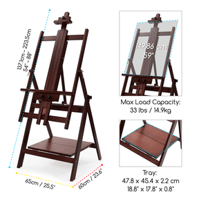 MEEDEN Adjustable Large H-Frame Art Easel Stand-W10B - Dark Walnut