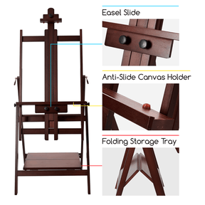 MEEDEN Adjustable Large H-Frame Art Easel Stand-W10B - Dark Walnut