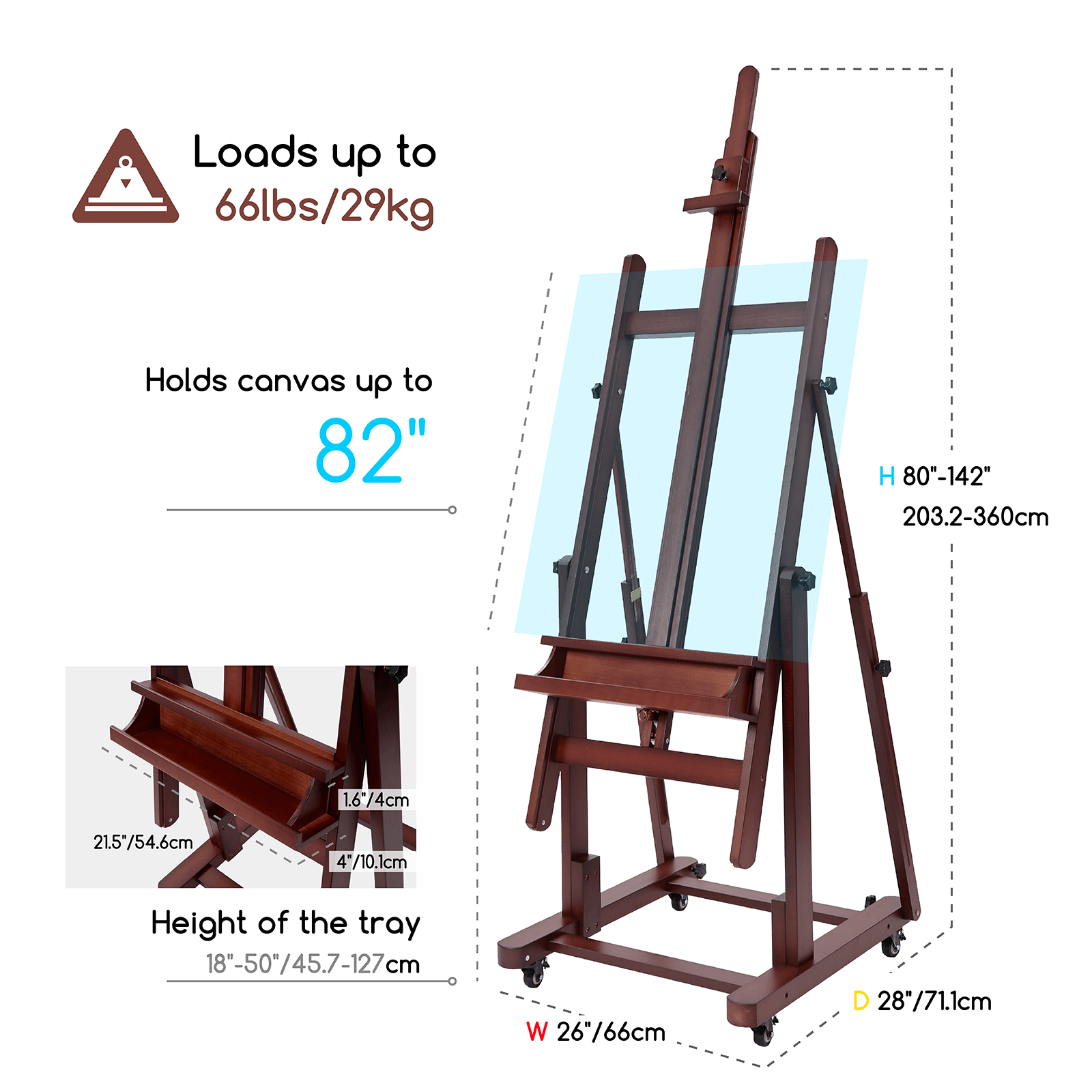 MEEDEN Extra Large Heavy Duty Artist Easel Stand- Dark Walnut- W11