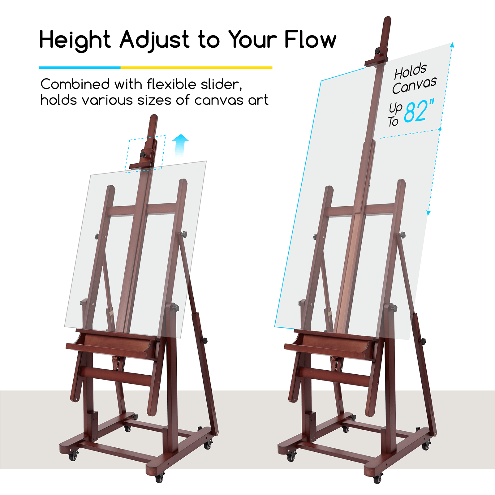 MEEDEN Extra Large Heavy Duty Artist Easel Stand- Dark Walnut- W11