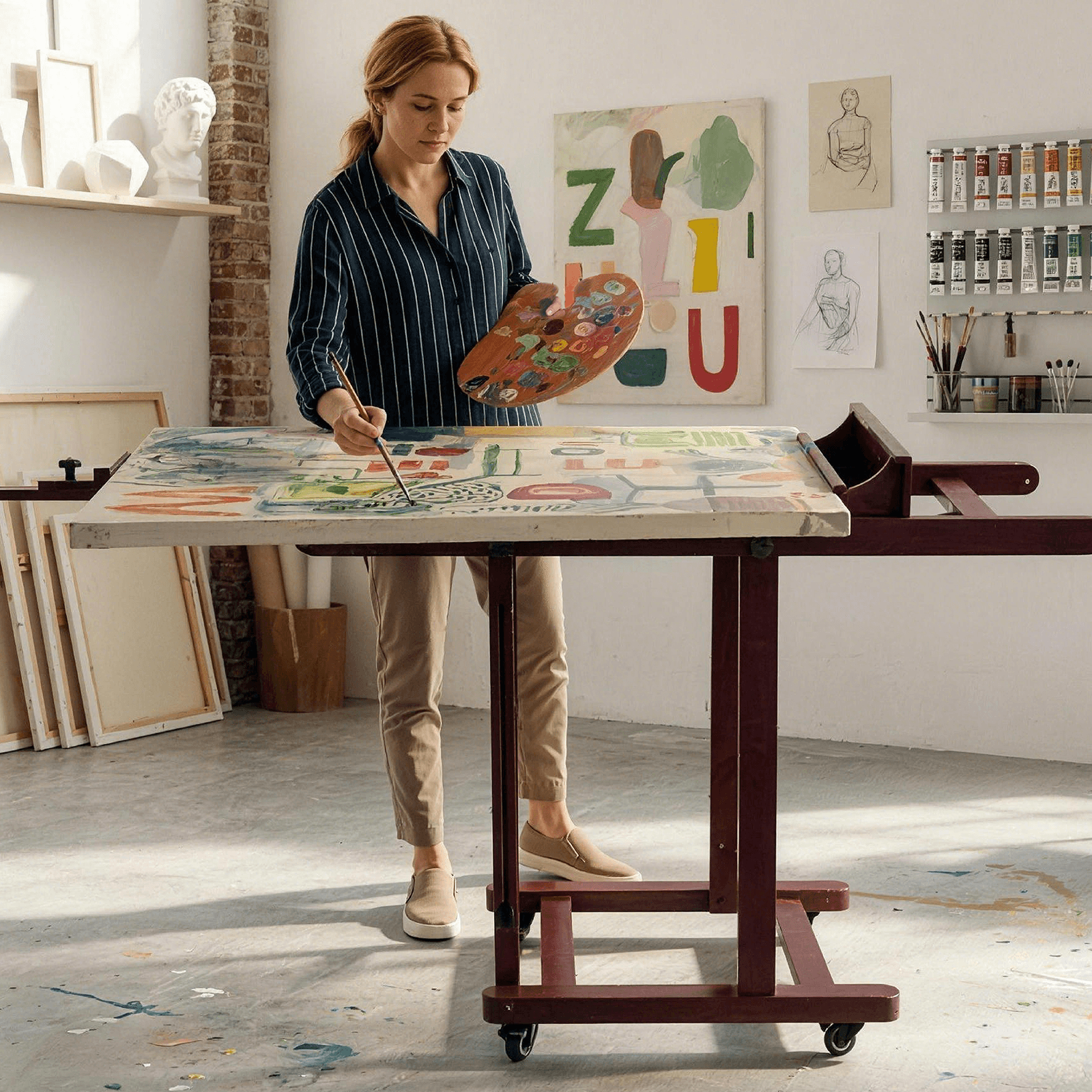 MEEDEN Extra Large Heavy Duty Artist Easel Stand- Dark Walnut- W11