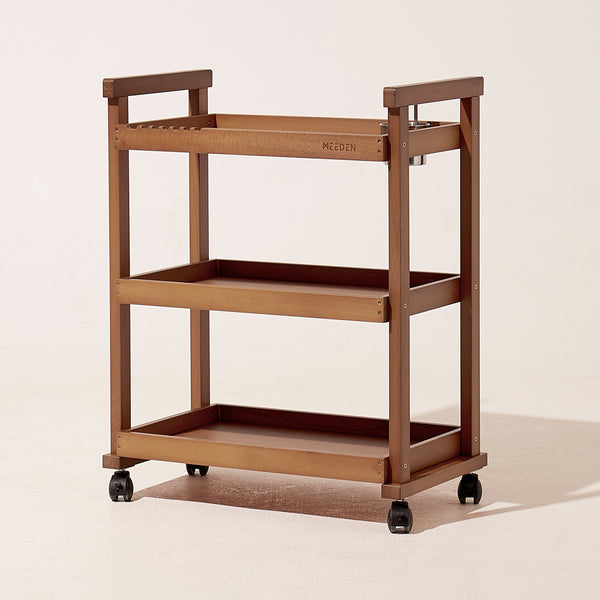 MEEDEN 3-Tier Storage Art Cart/Trolley, Walnut-W13
