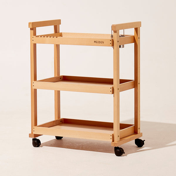 MEEDEN 3-Tier Storage Art Cart/Trolley, Natural-W13