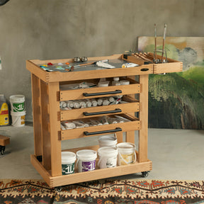 MEEDEN Deluxe Artist Supplies Storage Cart, 5-Tier Taboret-W13H - Natural