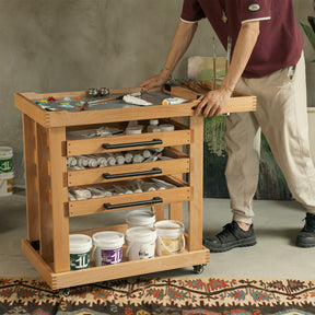 MEEDEN Deluxe Artist Supplies Storage Cart, 5-Tier Taboret-W13H - Natural