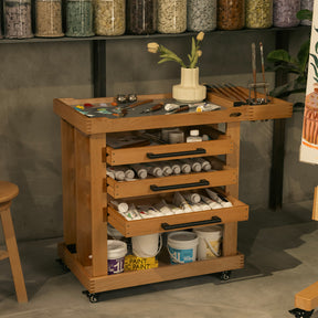 MEEDEN Deluxe Artist Supplies Storage Cart, 5-Tier Taboret-W13H - Natural