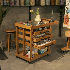 MEEDEN Deluxe Artist Supplies Storage Cart, 5-Tier Taboret-W13H - Natural