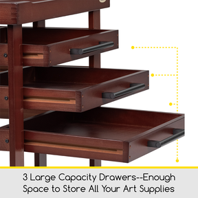 MEEDEN Deluxe Artist Supplies Storage Cart, 5-Tier Taboret- Dark Walnut-W13H
