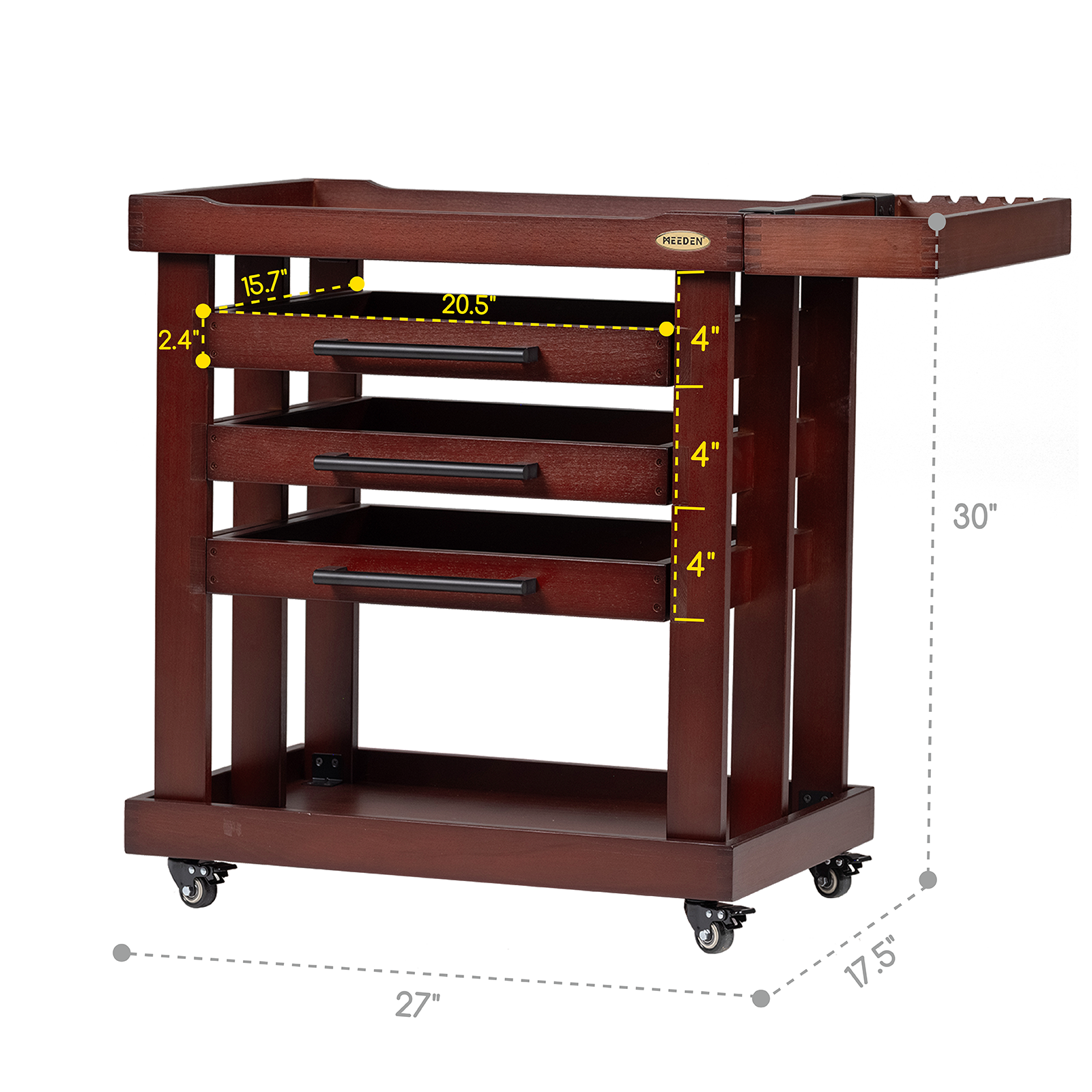 MEEDEN Deluxe Artist Supplies Storage Cart, 5-Tier Taboret- Dark Walnut-W13H