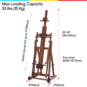 MEEDEN Versatile Studio H-Frame Artist Easel-Walnut-W14