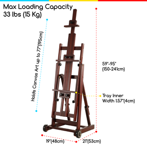 MEEDEN Versatile Studio H-Frame Artist Easel-Dark Walnut-W14