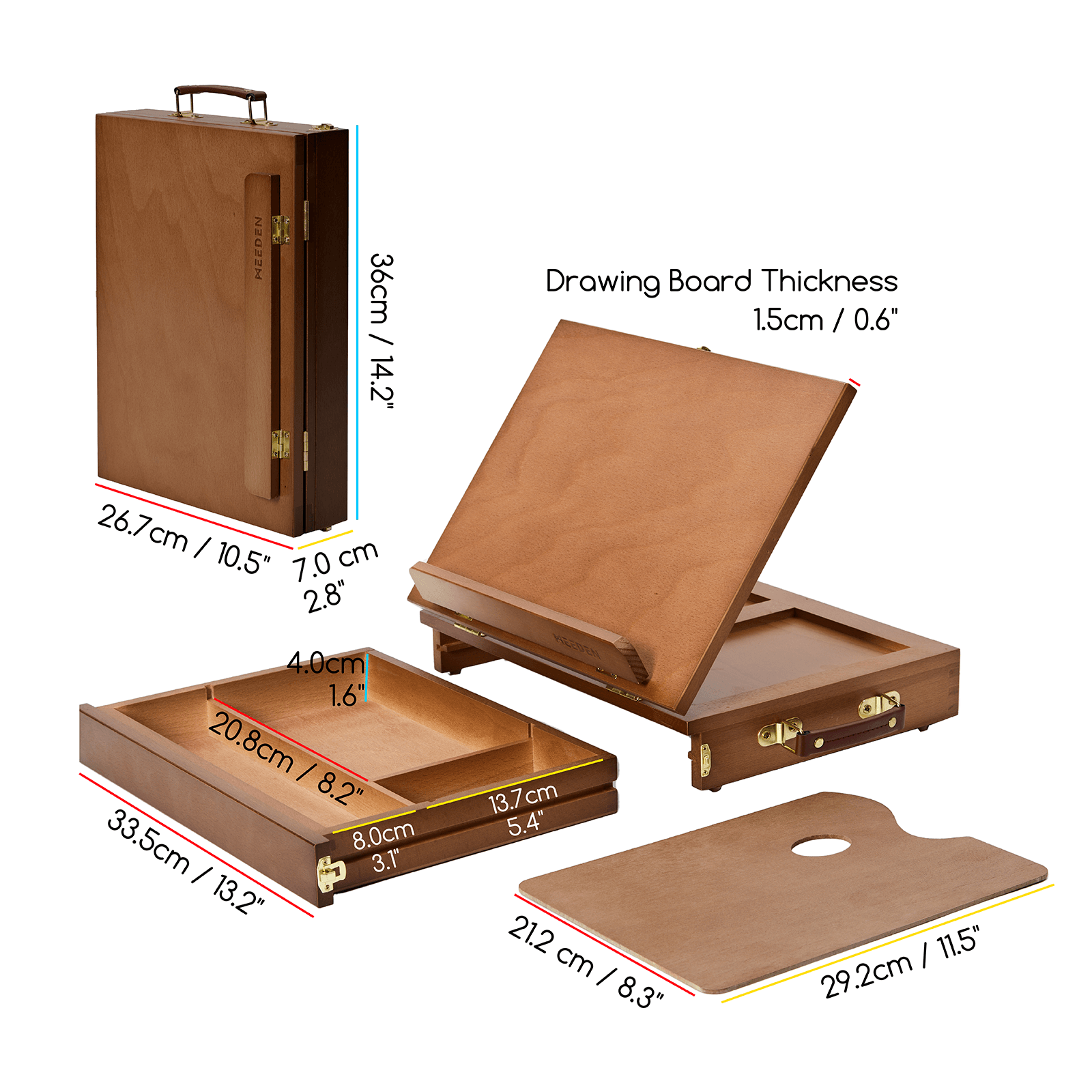 MEEDEN Tabletop Easel with Storage Drawer & Palette-XHC-1A - Walnut
